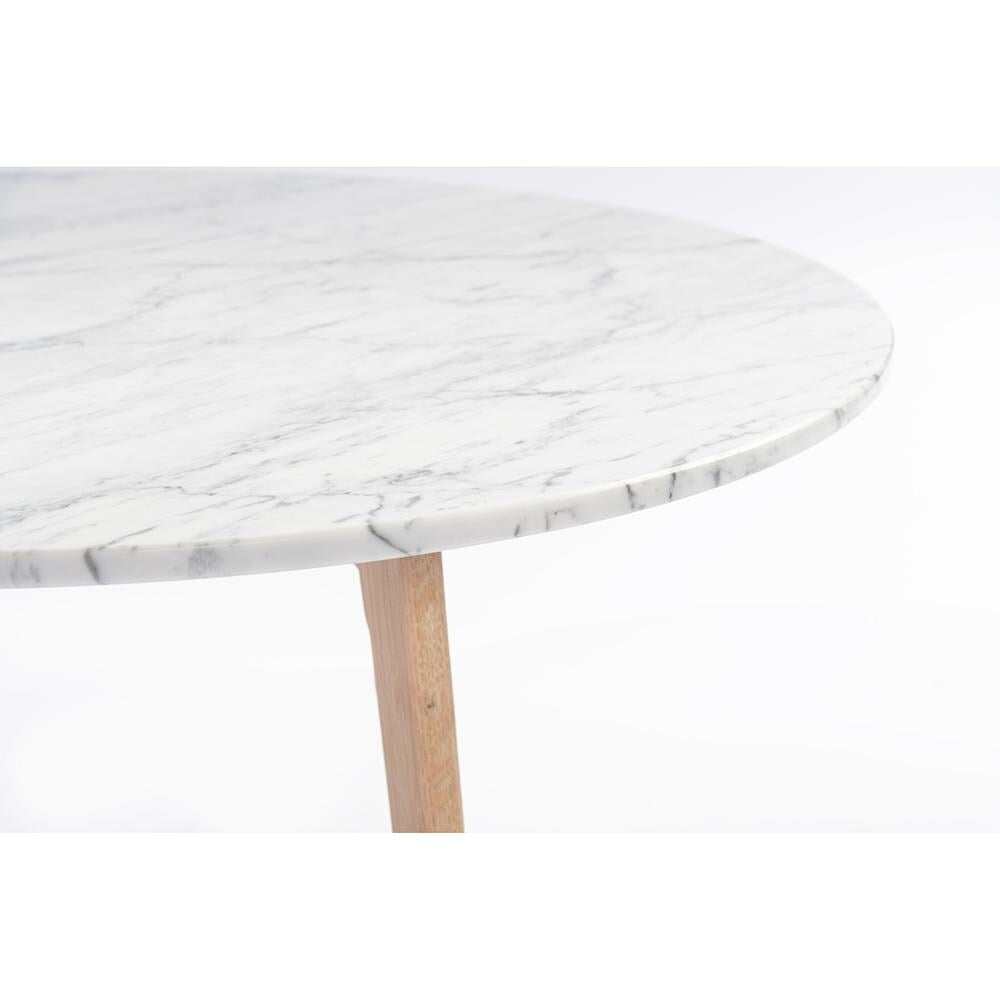 Carson Carrington Tangeberg 31-inch Round Marble Coffee Table with Oak Legs
