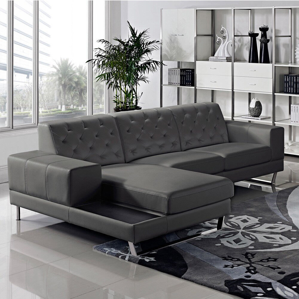 Stella Contemporary Chaise Leather Sectional Sofa Set