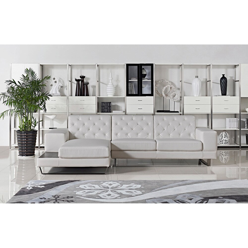 Stella Contemporary Chaise Leather Sectional Sofa Set