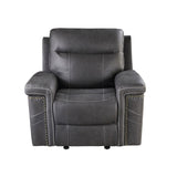 Stephan Charcoal Pillow Top Arms Power^2 Glider Recliner