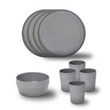 Stephan Roberts Bamboo Dinnerware Set, Eco-Friendly Bamboo Fiber Dinnerware, 12 PC (Cereal Bowls, Unbreakable Plates, Cups)