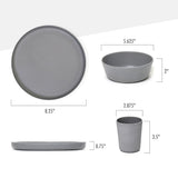 Stephan Roberts Bamboo Dinnerware Set, Eco-Friendly Bamboo Fiber Dinnerware, 12 PC (Cereal Bowls, Unbreakable Plates, Cups)