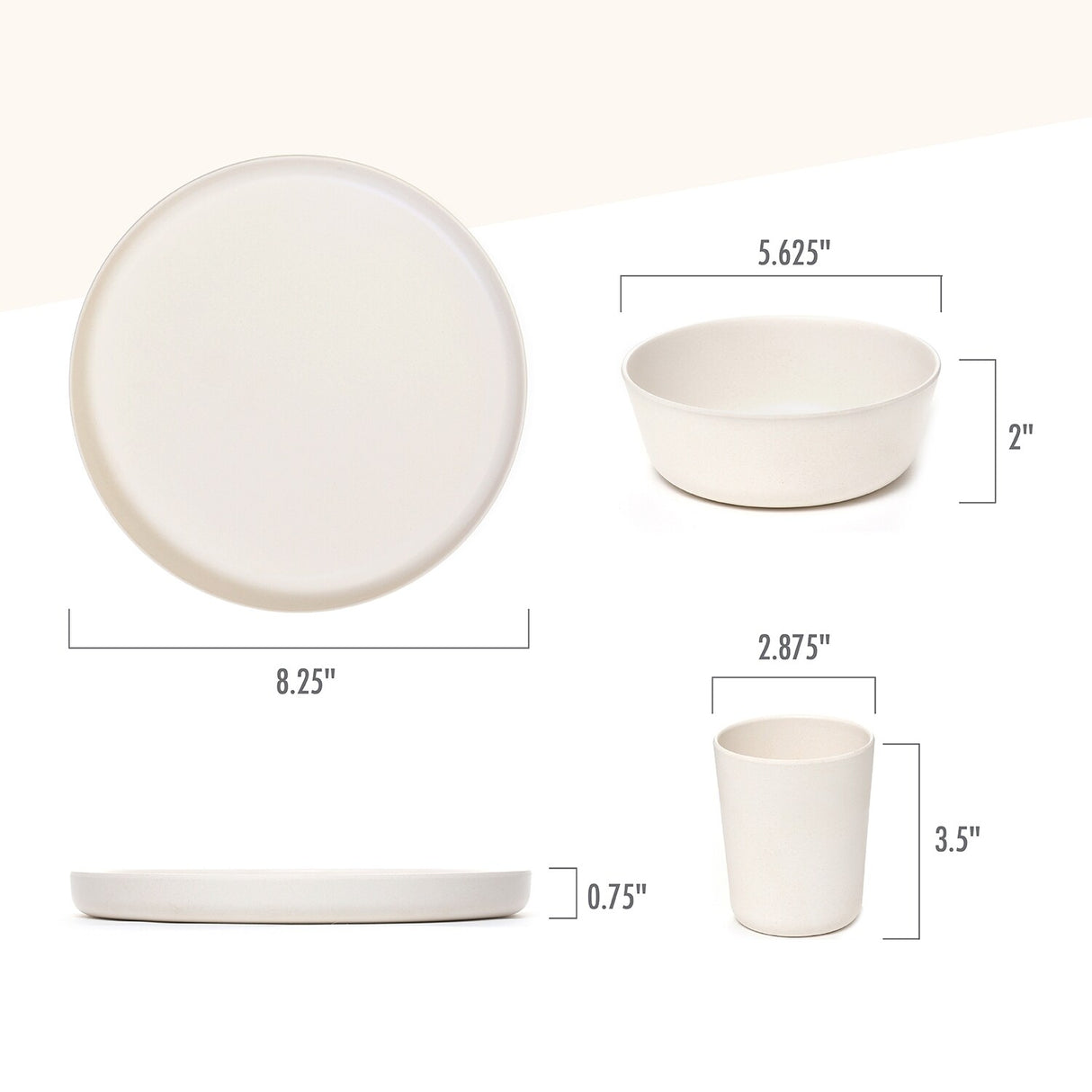 Stephan Roberts Bamboo Dinnerware Set, Eco-Friendly Bamboo Fiber Dinnerware, 12 PC (Cereal Bowls, Unbreakable Plates, Cups)