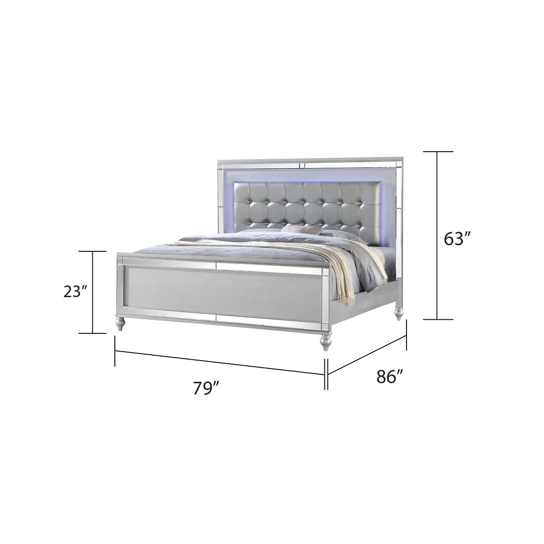 Sterling 4PC/5PC Contemporary Bedroom Set with Mirror Accents and LED Enhancements
