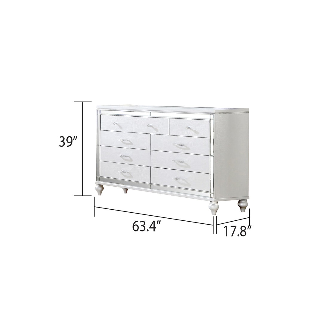 Sterling 4PC/5PC Contemporary Bedroom Set with Mirror Accents and LED Enhancements