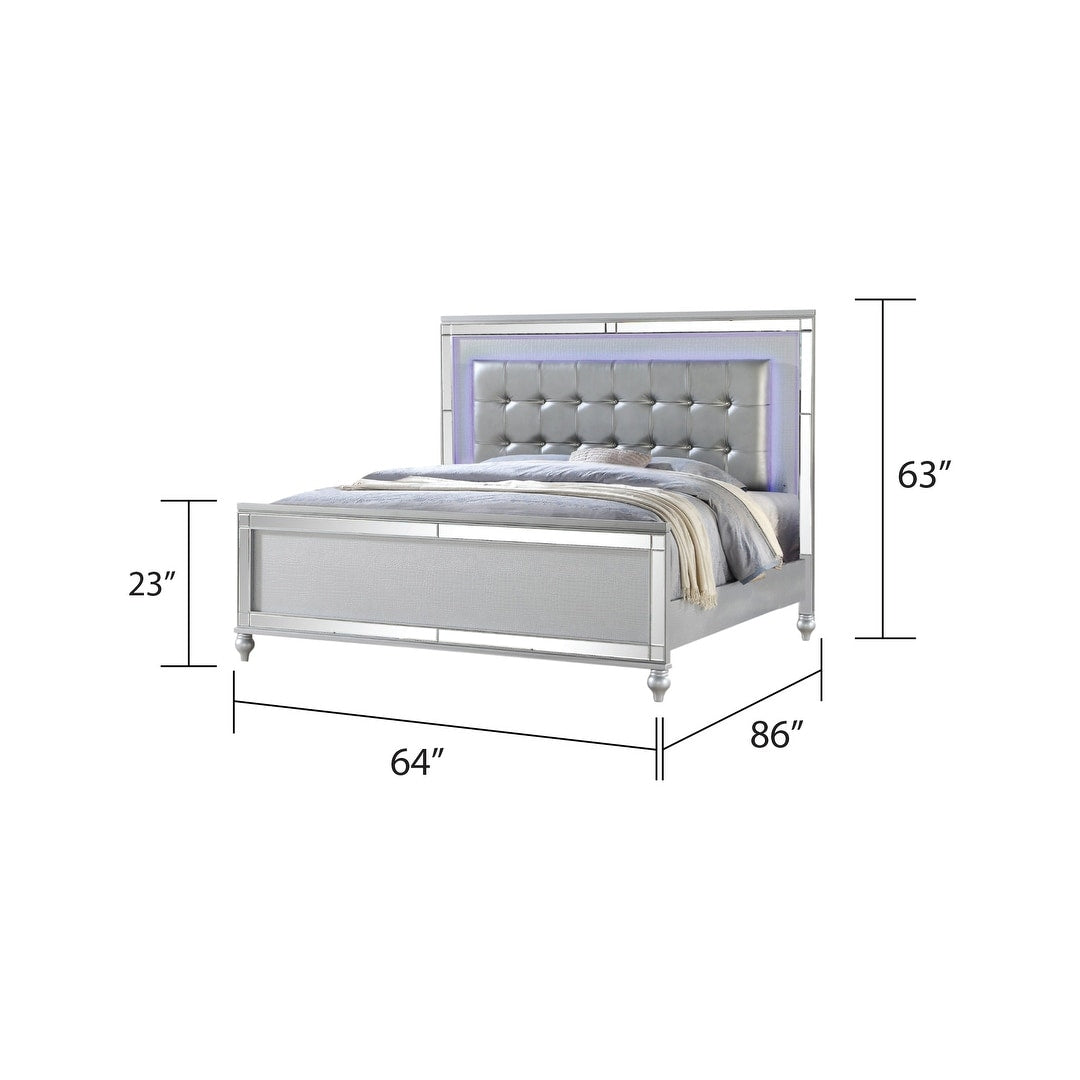 Sterling 4PC/5PC Contemporary Bedroom Set with Mirror Accents and LED Enhancements
