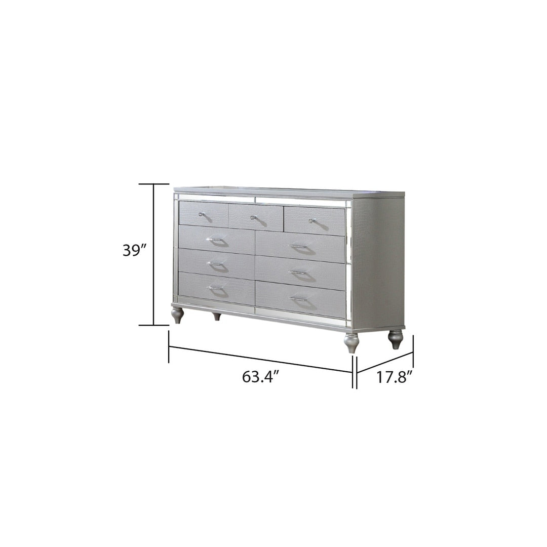 Sterling 4PC/5PC Contemporary Bedroom Set with Mirror Accents and LED Enhancements