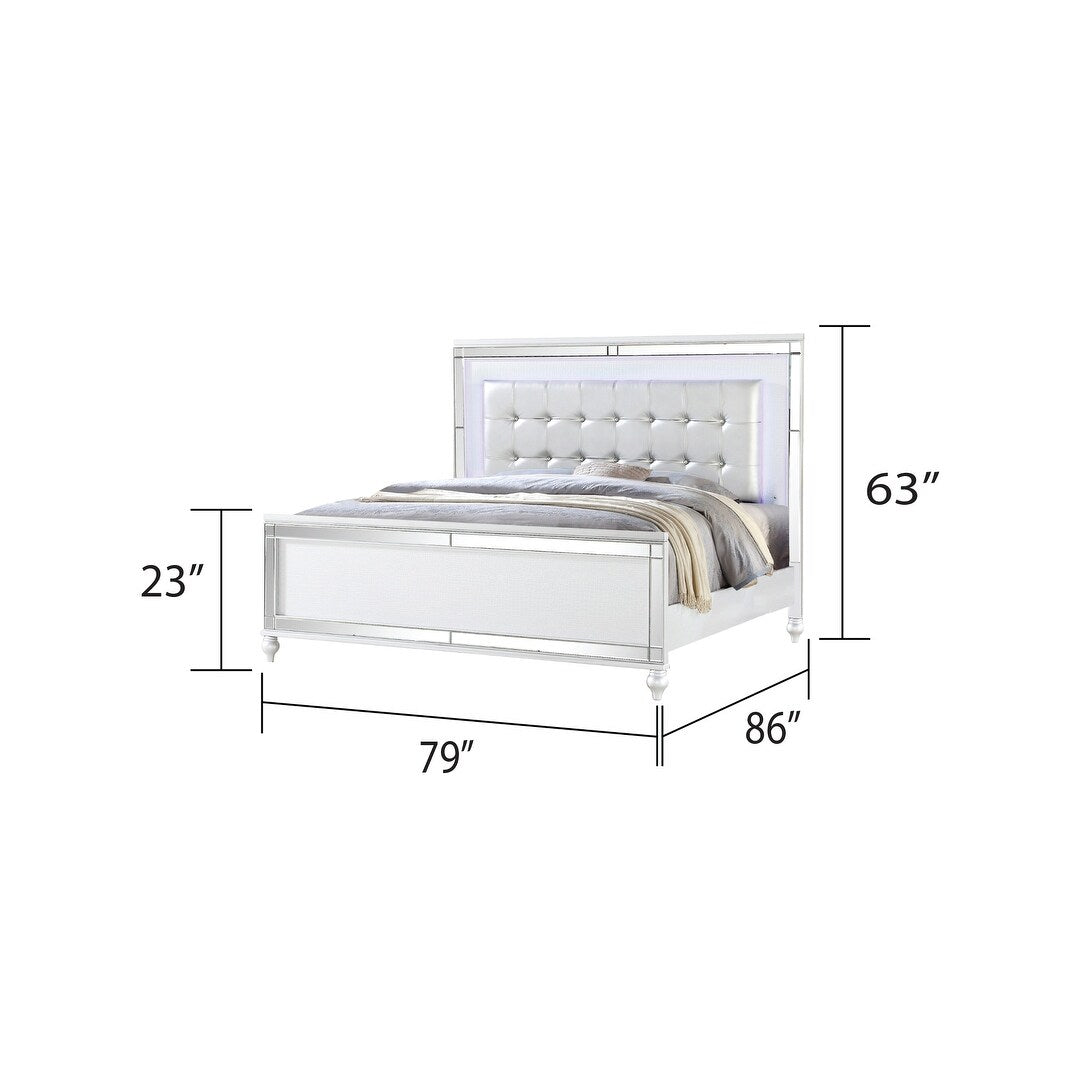 Sterling 4PC/5PC Contemporary Bedroom Set with Mirror Accents and LED Enhancements