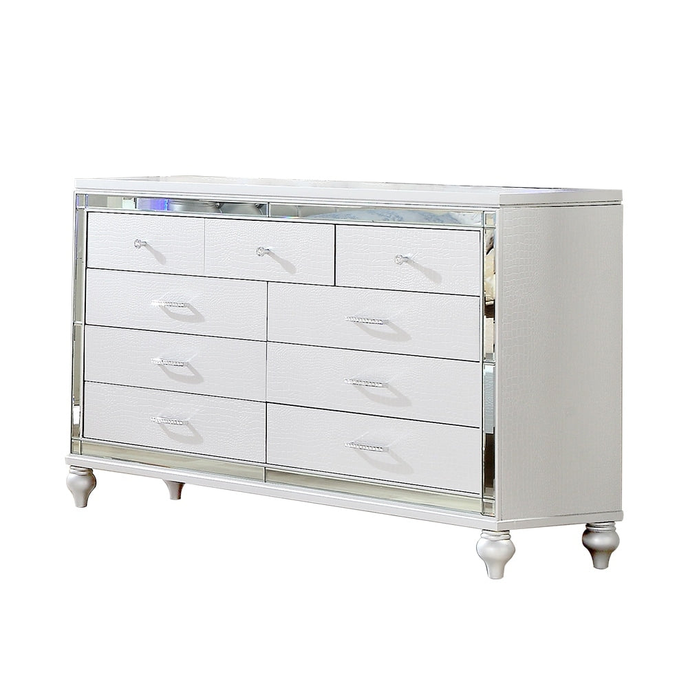 Sterling 4PC/5PC Contemporary Bedroom Set with Mirror Accents and LED Enhancements
