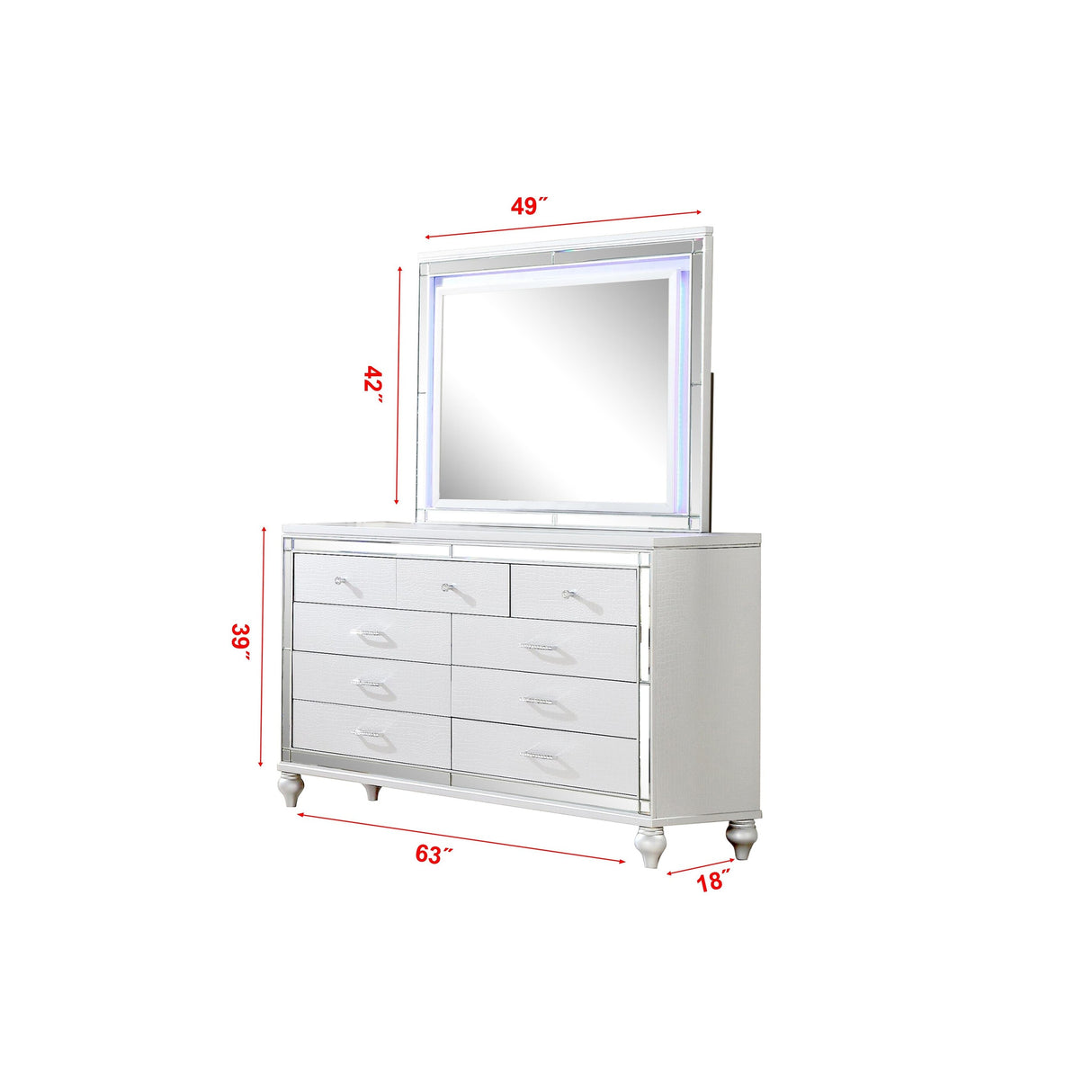 Sterling 4PC/5PC Contemporary Bedroom Set with Mirror Accents and LED Enhancements