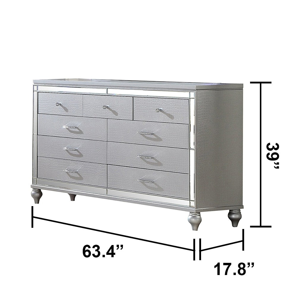 Sterling 4PC/5PC Contemporary Bedroom Set with Mirror Accents and LED Enhancements