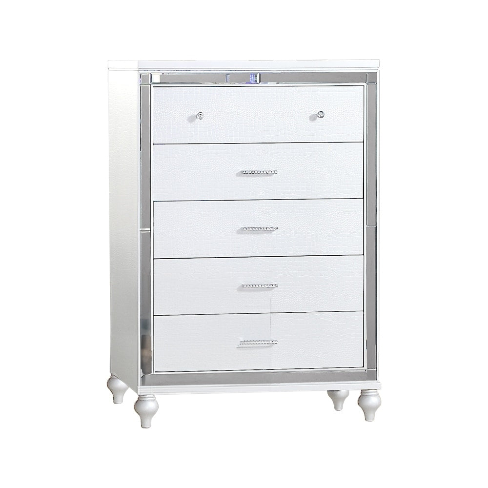 Sterling 4PC/5PC Contemporary Bedroom Set with Mirror Accents and LED Enhancements