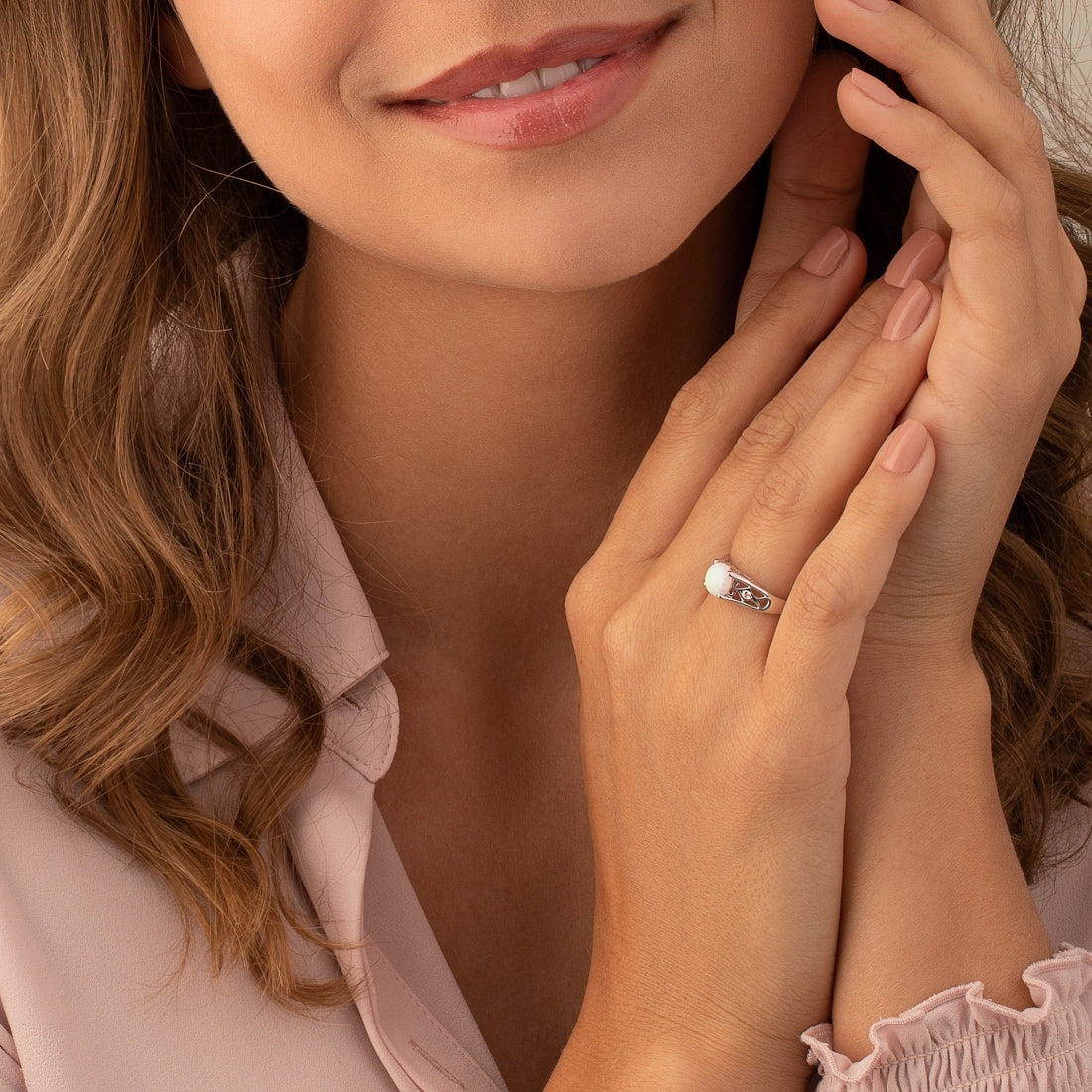 Sterling Silver 1.25 ct White Opal Ring