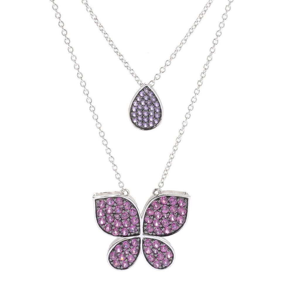 Sterling Silver Gemstone 18-inch Butterfly Necklace