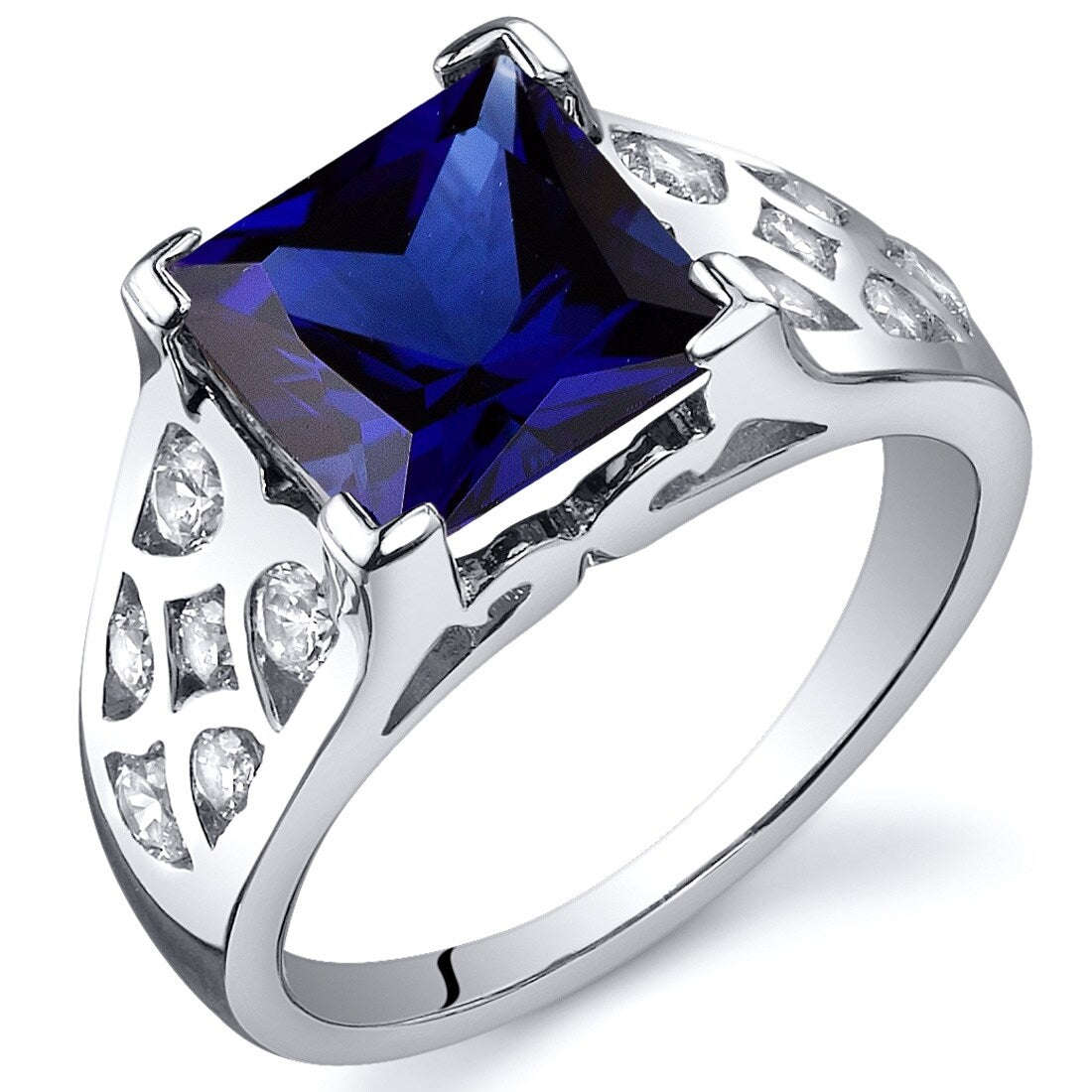 Sterling Silver 3.5 ct Created Sapphire Birthstone Ring