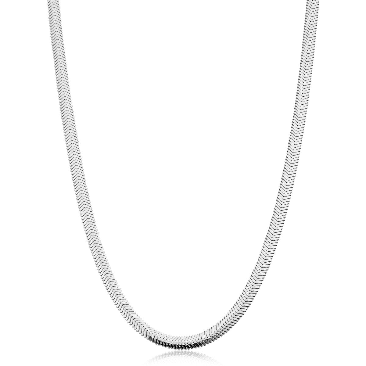 Sterling Silver 4.2 millimeter Bombe Snake Chain Necklace for Women - Made in Italy