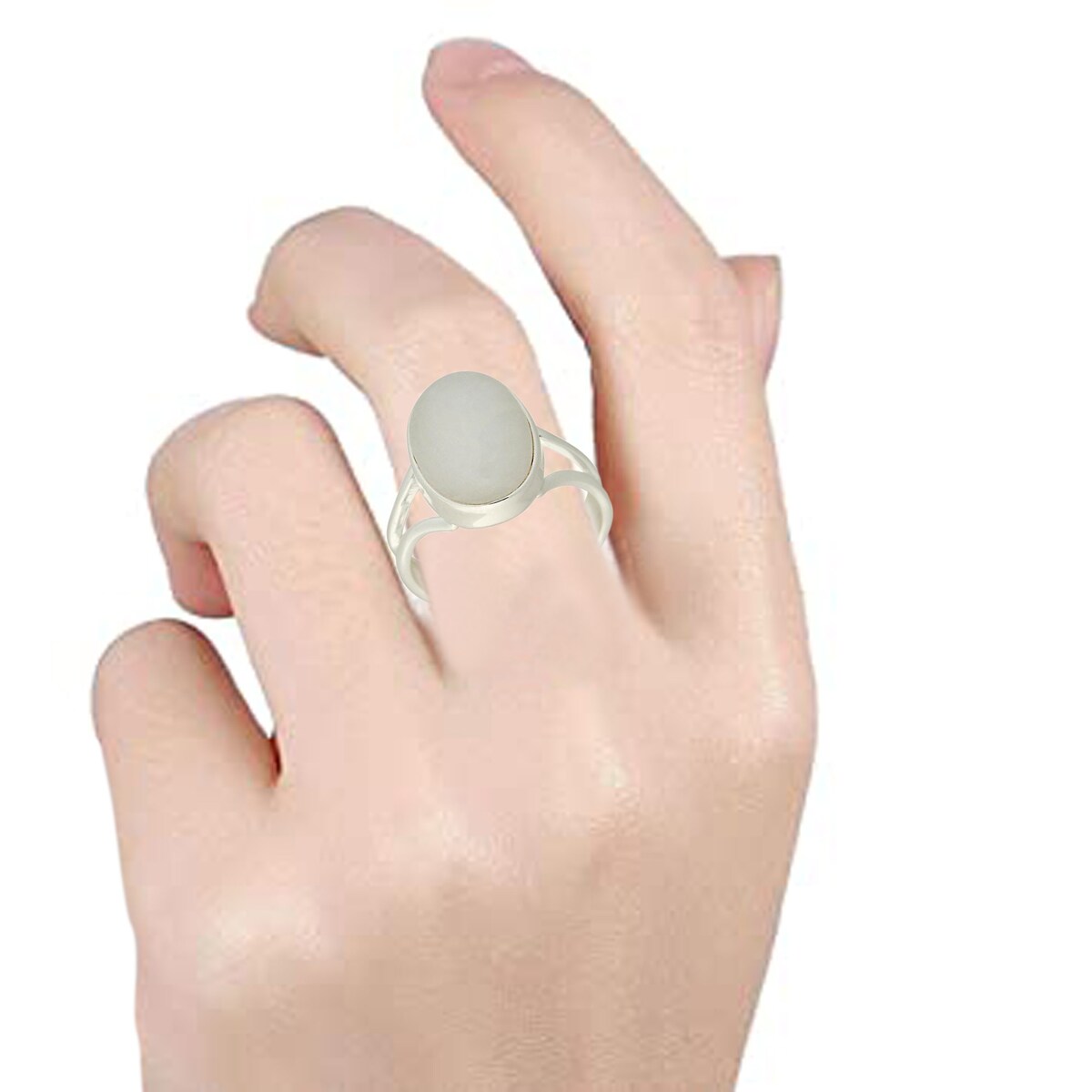 925 Sterling Silver Rainbow Moonstone Gemstone Solitaire Ring