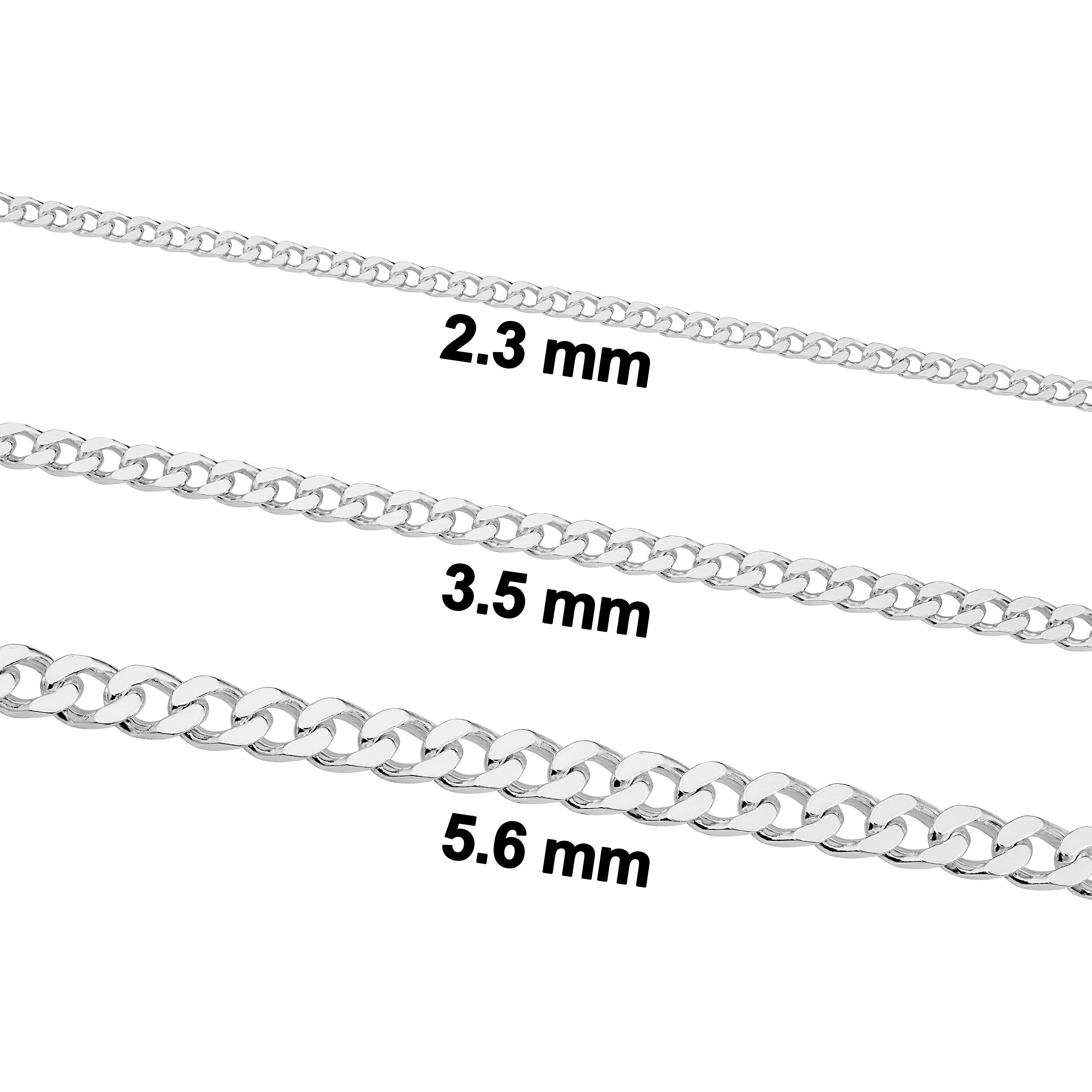 Sterling Silver Classic Curb Link Chain Necklace for Men and Women (2.3, 3.5 or 5.6 millimeters)