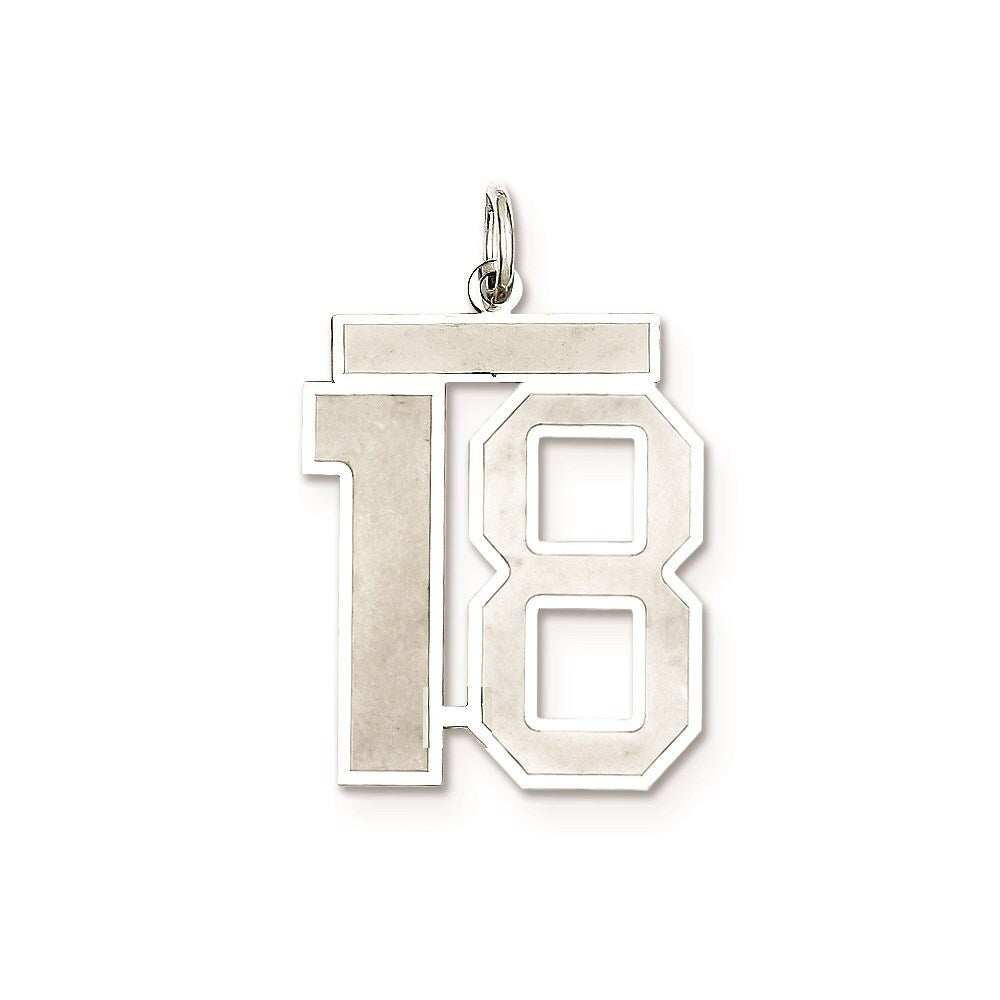 Sterling Silver Large Satin Number 18 Pendant