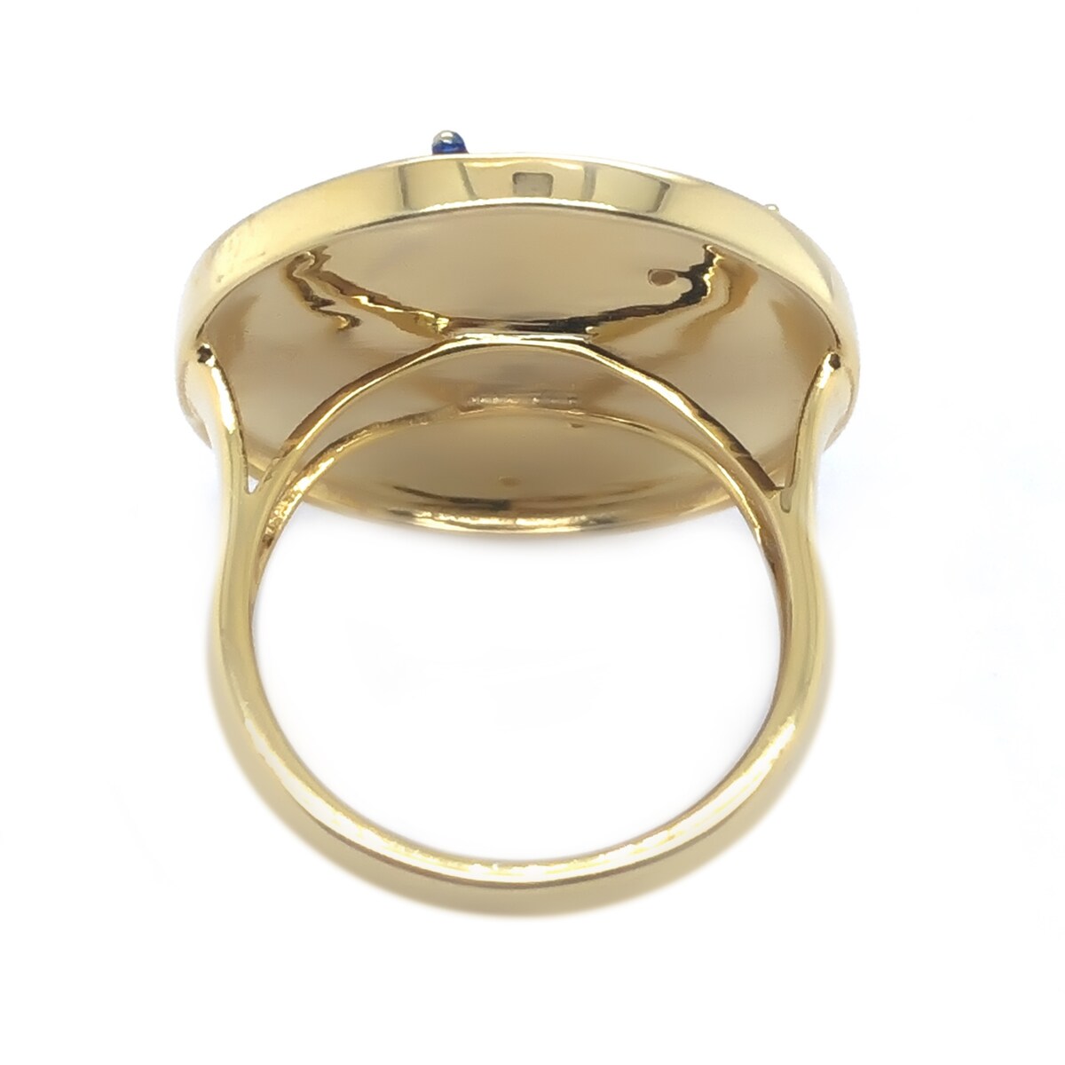 Sterling Silver Over Gold Plated White Zircon With Blue Enamel Gemini Zodiac Signs Ring