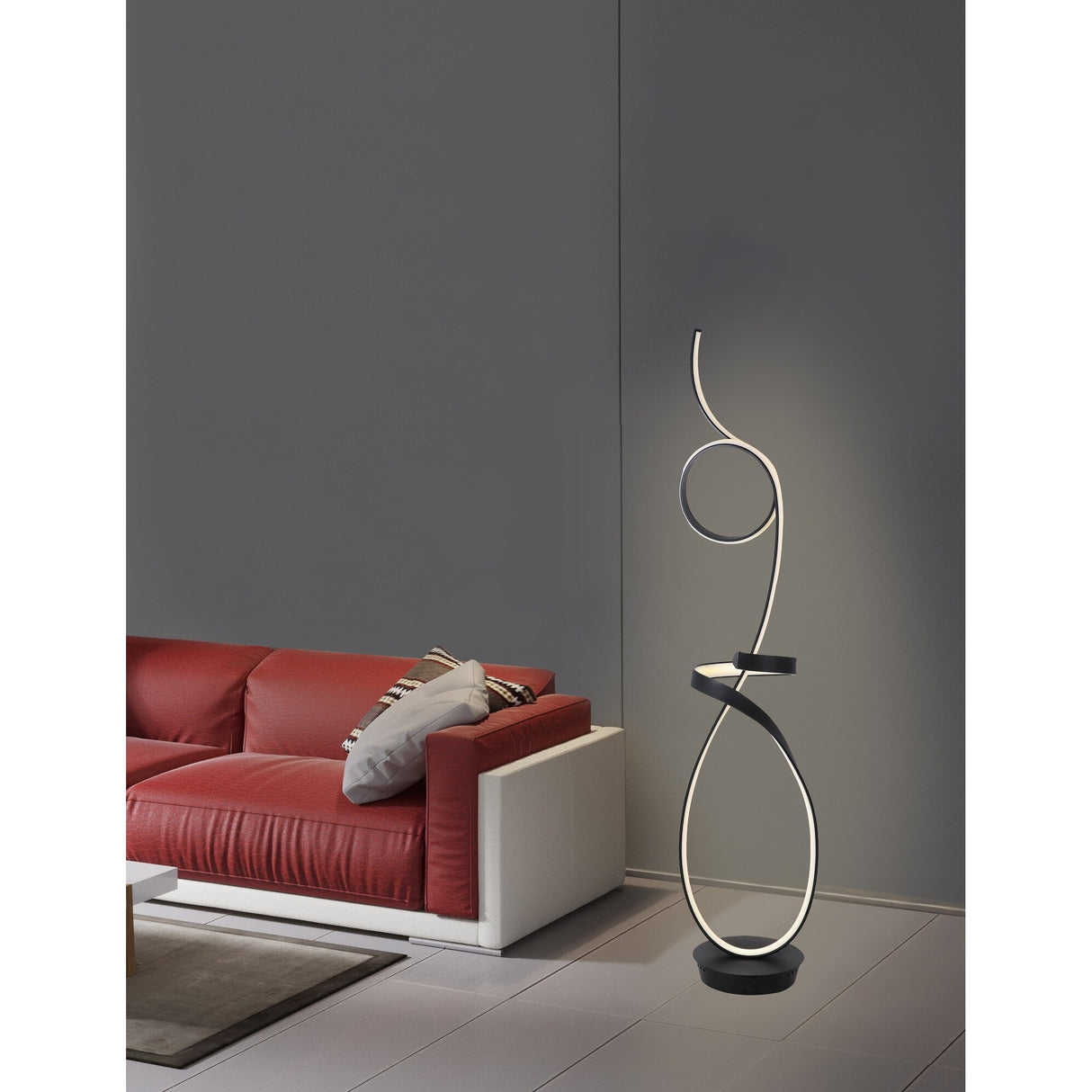Symphonie 68W Unique Modern Design Led Floor Lamp, matte black - 63.00