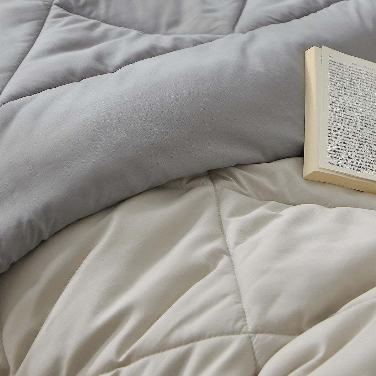 Stone Taupe/Alloy Reversible Twin XL Comforter