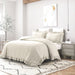WHOLINENS Stone Washed French Linen Duvet Cover Set Ruffle Style