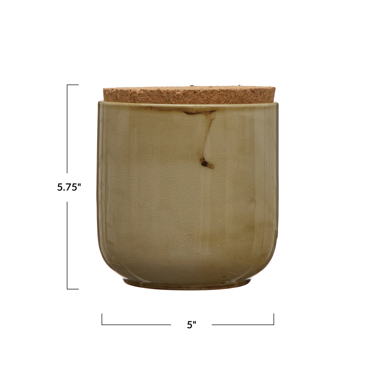 Stoneware Jar with Cork Lid, Reactive Glaze