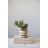 Stoneware Planter with Saucer and Reactive Glaze