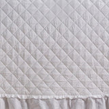 Stonewashed Super Soft Diamond Stitched with Ruffle Border Embroidered Quilt Set White