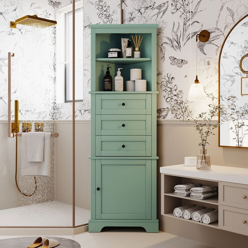 Storage Bathroom Cabinet Organizer with 3 Drawers & Adjustable Shelves