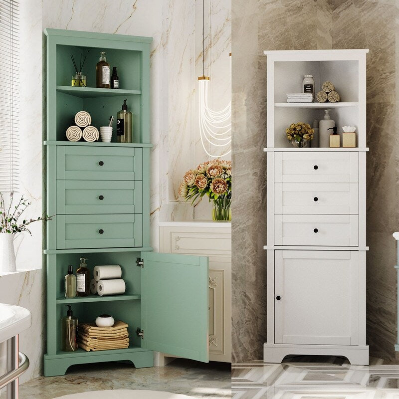 Storage Bathroom Cabinet Organizer with 3 Drawers & Adjustable Shelves