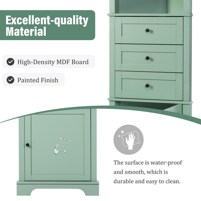Storage Bathroom Cabinet Organizer with 3 Drawers & Adjustable Shelves