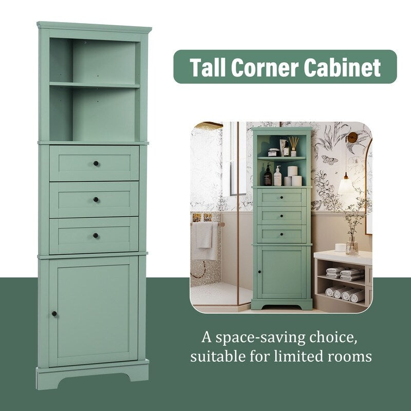 Storage Bathroom Cabinet Organizer with 3 Drawers & Adjustable Shelves