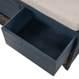 Storage Bench Entryway Bench with Removable Basket and 2 Drawers, with Removable Cushion for Living Room