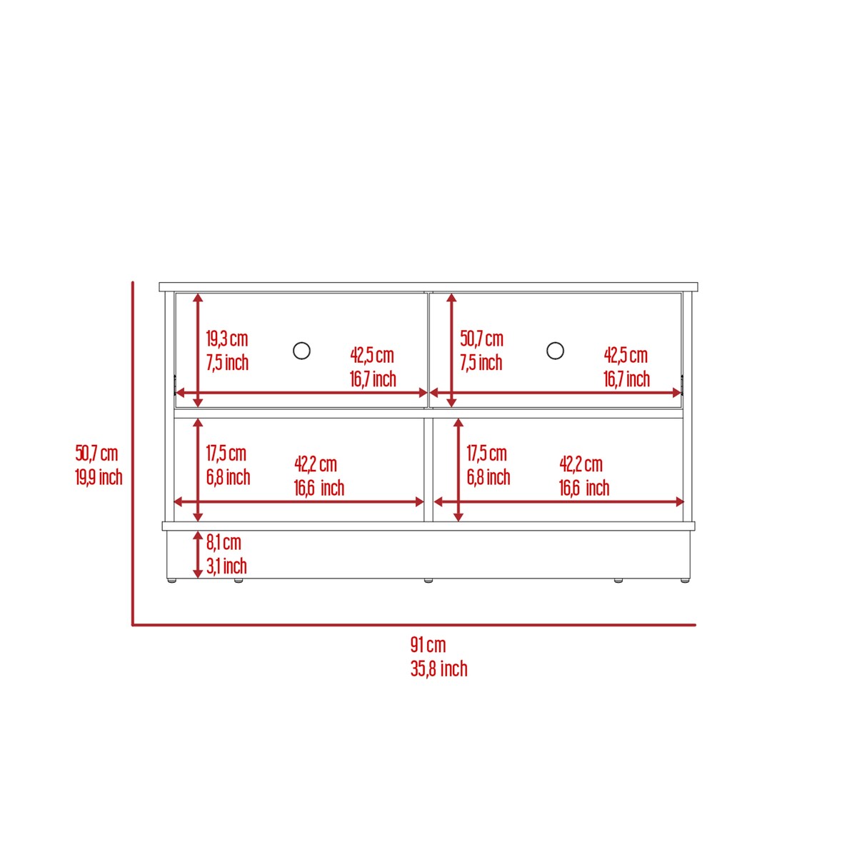 Storage Bench Lower Shelf And Two Drawers
