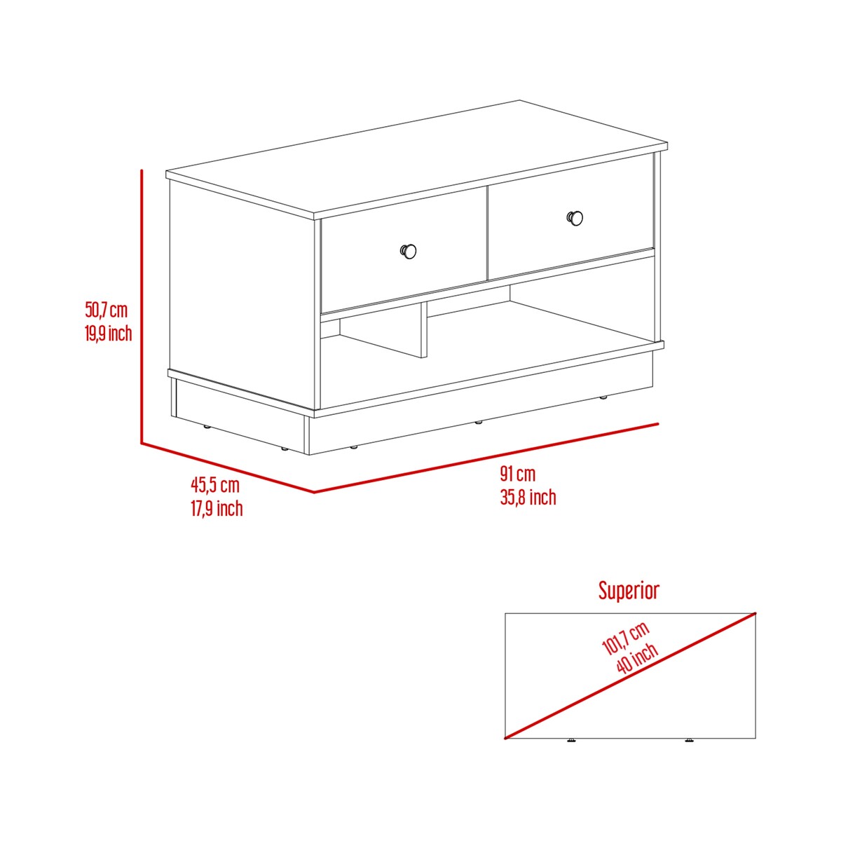 Storage Bench Lower Shelf And Two Drawers