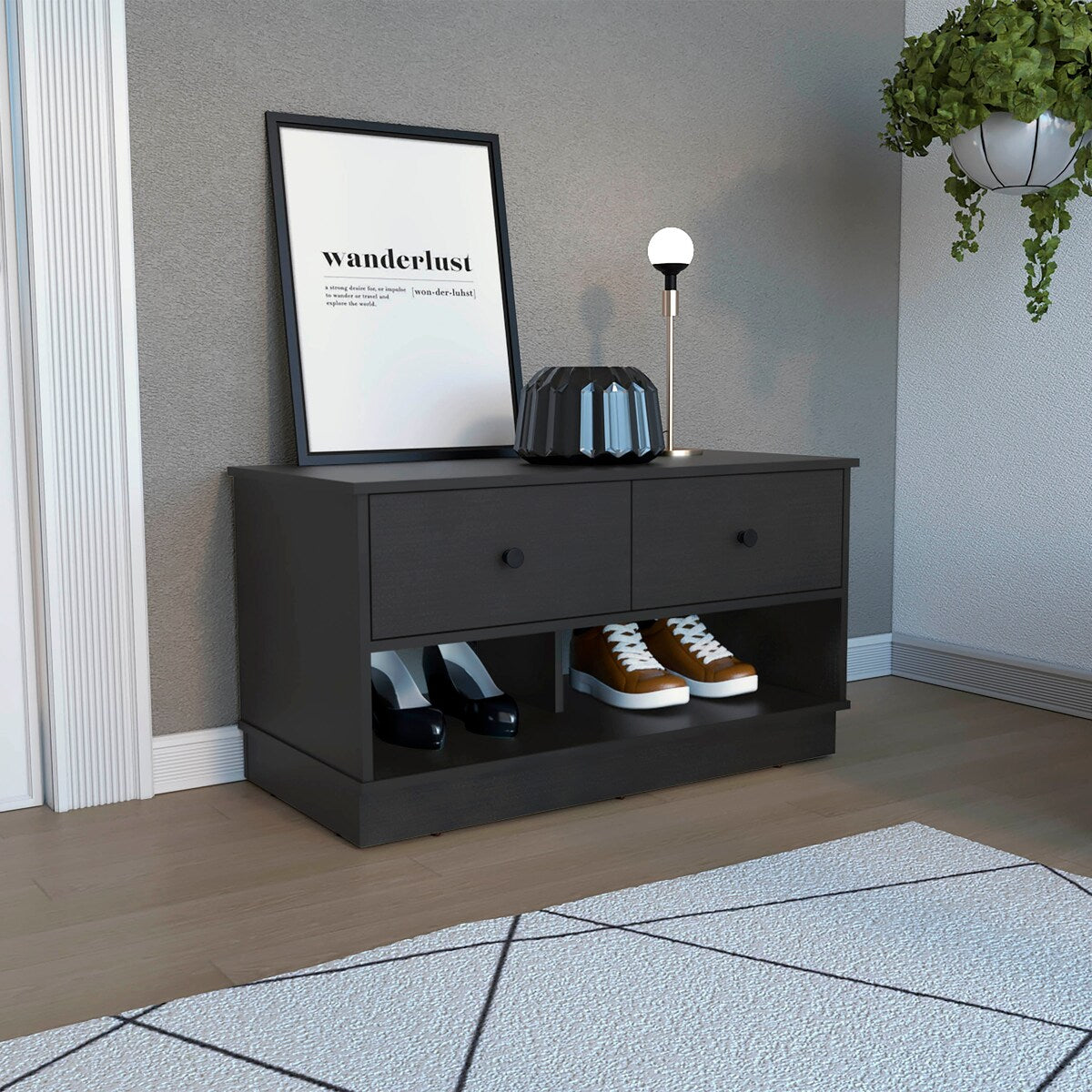 Storage Bench Lower Shelf And Two Drawers
