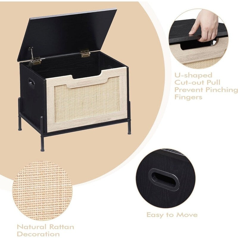 Storage Bench Rattan Storage Chest,for Entryway, Living Room，Bedroom