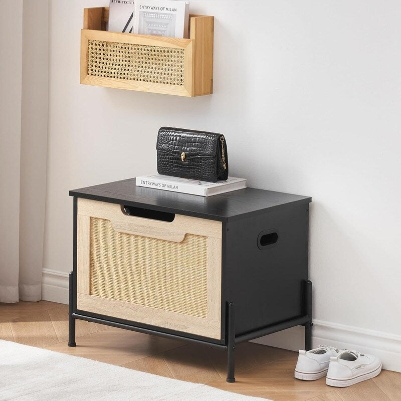 Storage Bench Rattan Storage Chest,for Entryway, Living Room，Bedroom