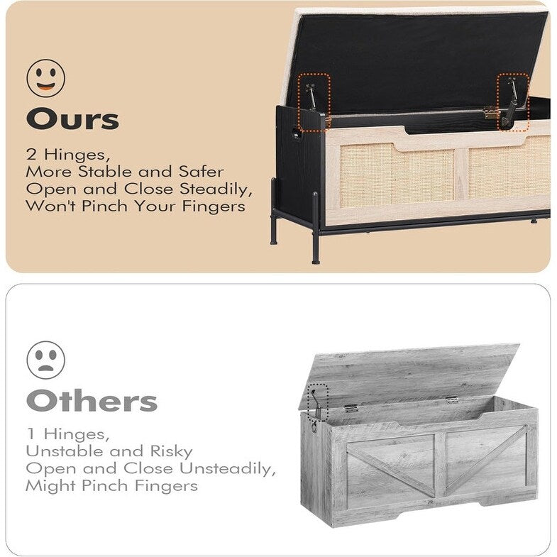 Storage Bench Rattan Storage Chest,for Entryway, Living Room，Bedroom