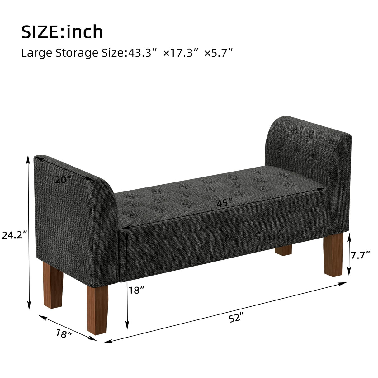 Storage Bench , Bedroom Bench with Arms Ottoman entryway bench with storage
