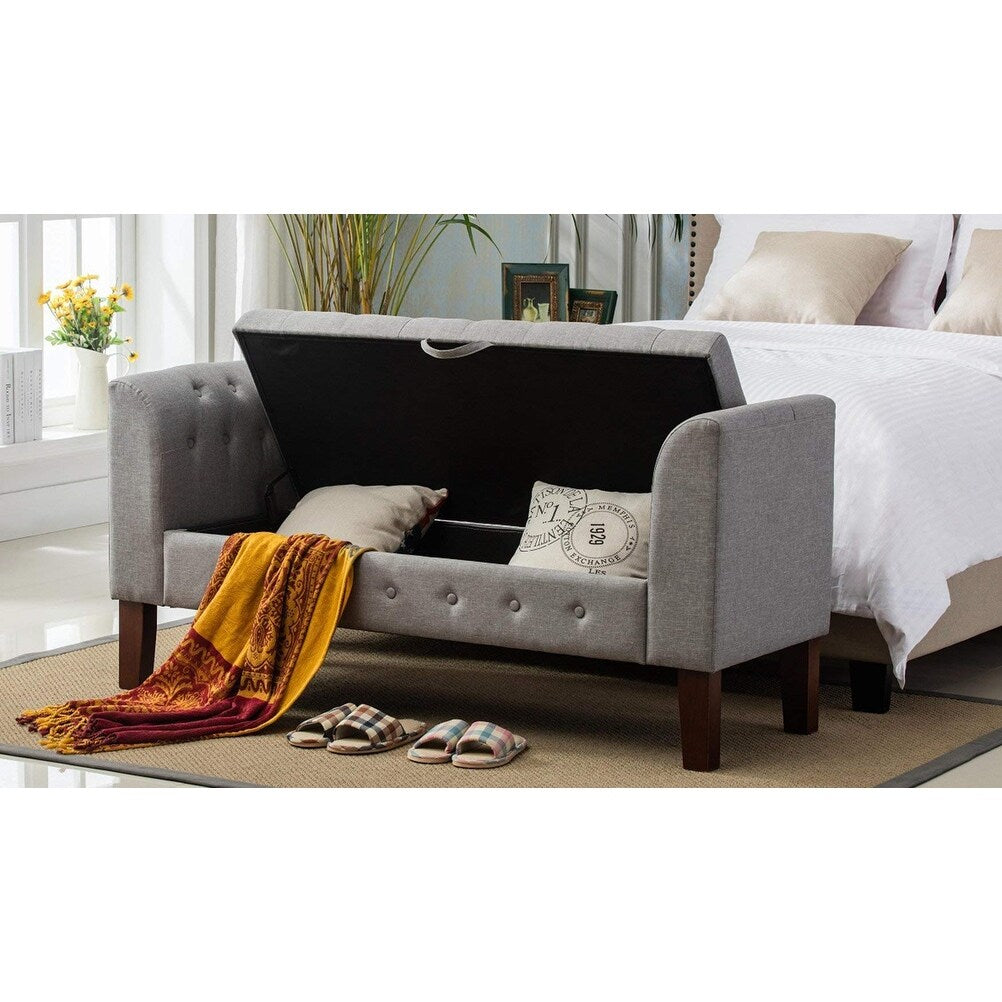 Storage Bench , Bedroom Bench with Arms Ottoman entryway bench with storage