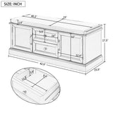 Storage Bench w/2 Drawers & 2 cabinets, Shoe Bench w/Removable Cushion