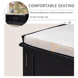 Storage Bench w/2 Drawers & 2 cabinets, Shoe Bench w/Removable Cushion