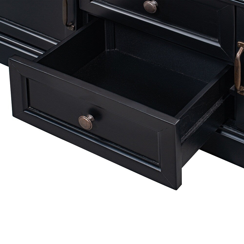 Storage Bench w/2 Drawers & 2 cabinets, Shoe Bench w/Removable Cushion