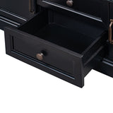 Storage Bench w/2 Drawers & 2 cabinets, Shoe Bench w/Removable Cushion