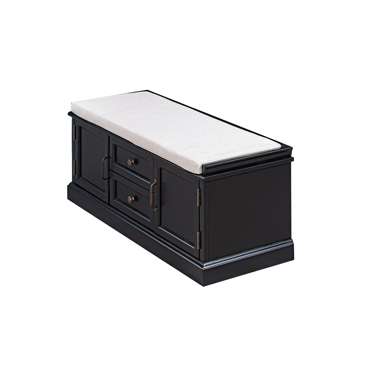 Storage Bench w/2 Drawers & 2 cabinets, Shoe Bench w/Removable Cushion