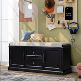 Storage Bench w/2 Drawers & 2 cabinets, Shoe Bench w/Removable Cushion