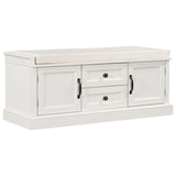 Storage Bench with 2 Drawers and 2 Cabinets, Shoe Bench with Removable Cushion